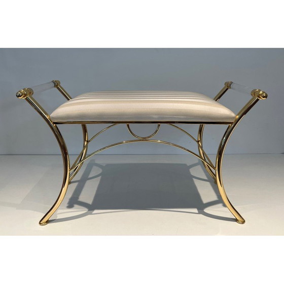 Image 1 of Vintage stool in plexiglass and gold metal, France 1970