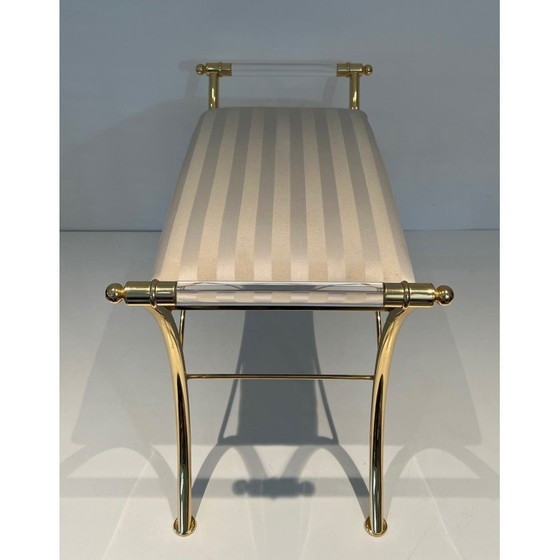 Image 1 of Vintage stool in plexiglass and gold metal, France 1970
