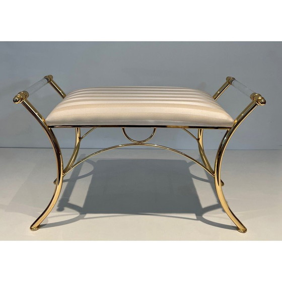 Image 1 of Vintage stool in plexiglass and gold metal, France 1970