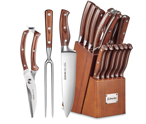 Stainless Steel Kitchen Knife Set With Wooden Block