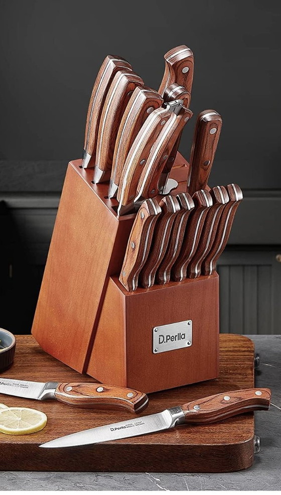 Image 1 of Stainless Steel Kitchen Knife Set With Wooden Block