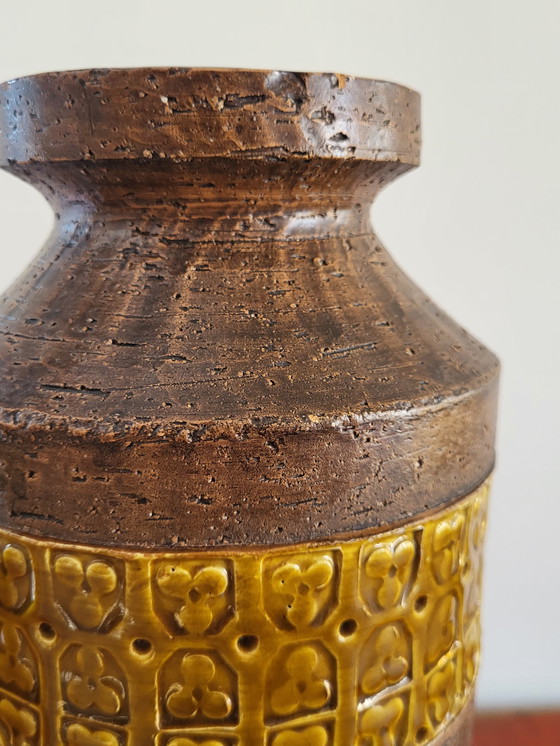 Image 1 of Bitossi vase brown glazed ceramic, Rimini decor, Aldo londi, 1960s in Italy