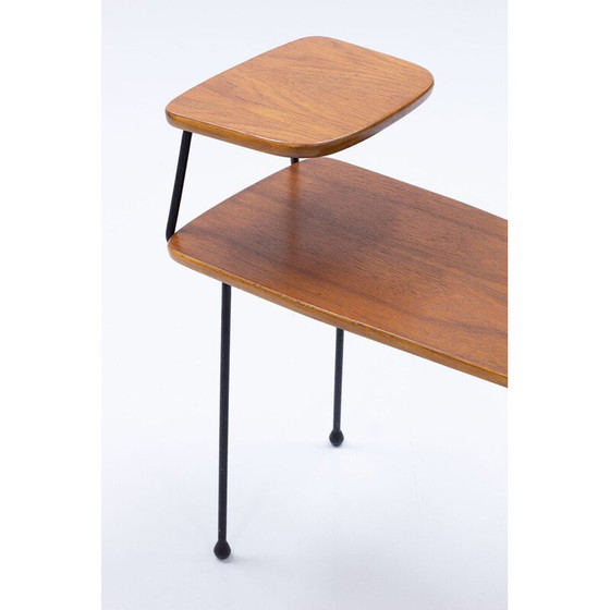 Image 1 of Vintage side table in black enameled teak and steel for Hugo Troeds, Sweden 1950