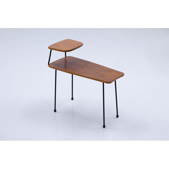 Image 1 of Vintage side table in black enameled teak and steel for Hugo Troeds, Sweden 1950