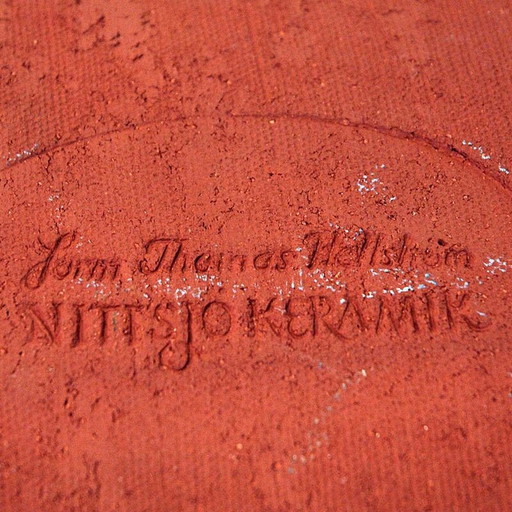 Vintage clay plate by Thomas Hellström for Nittsjö Keramik, Sweden 1960