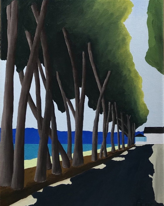 Image 1 of Oil on two canvas frames assembled as a diptych