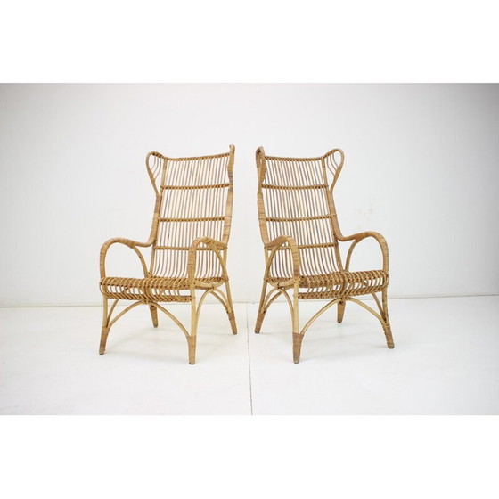 Image 1 of Coppia di poltrone vintage in rattan, Cecoslovacchia 1960