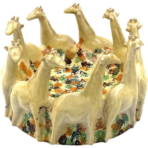 Vintage ceramic giraffe centerpiece, Italy 1990