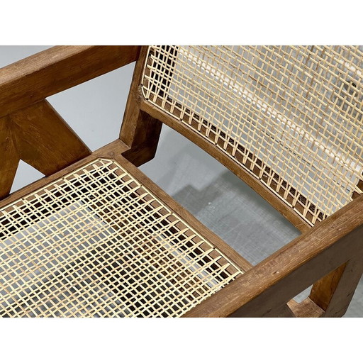 Chandigarh Vintage teak and cane armchair