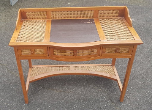 Colonial Style Desk With Bamboo Wood