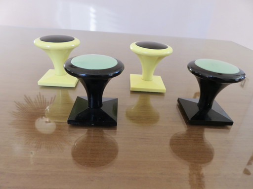 Series Of 4 Bakelite And Lacquered Metal Coat Hooks, 1960