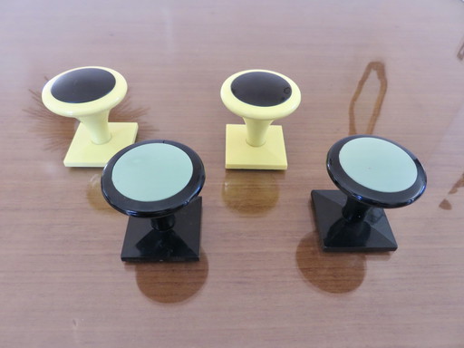 Series Of 4 Bakelite And Lacquered Metal Coat Hooks, 1960