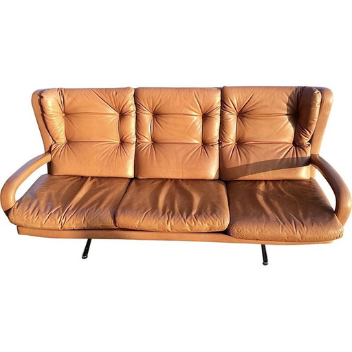 3 seater vintage sofa in fawn leather