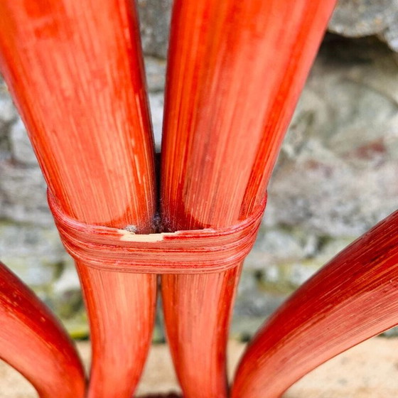 Image 1 of Set of 4 vintage red rattan chairs