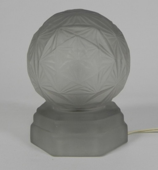 Lampe de table en verre Art déco signée, sonover, années 1920