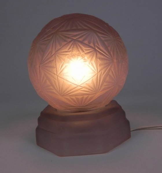 Image 1 of Art deco glass table lamp signed, sonover, 1920s