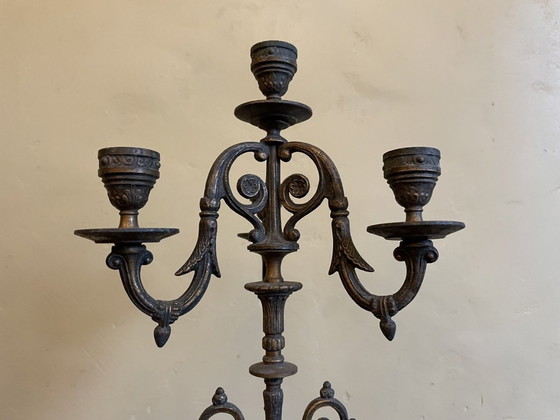 Image 1 of Antique Candlestick With Mythical Figure French