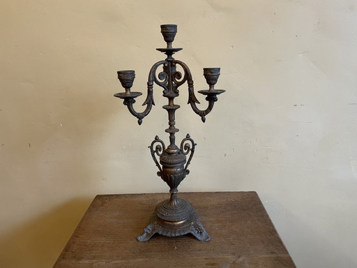 Antique Candlestick With Mythical Figure French