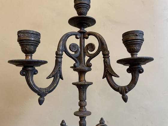 Image 1 of Antique Candlestick With Mythical Figure French