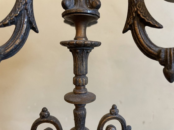 Image 1 of Antique Candlestick With Mythical Figure French