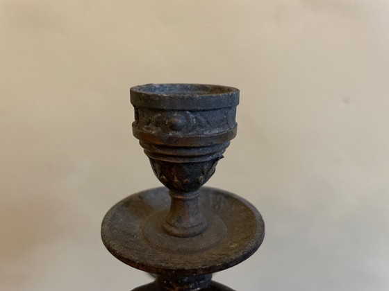 Image 1 of Antique Candlestick With Mythical Figure French