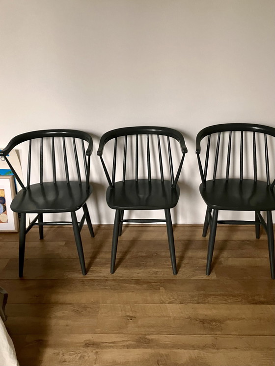 Image 1 of Set Of Three Fanett Tapiovaara Chairs With Arm And Bars