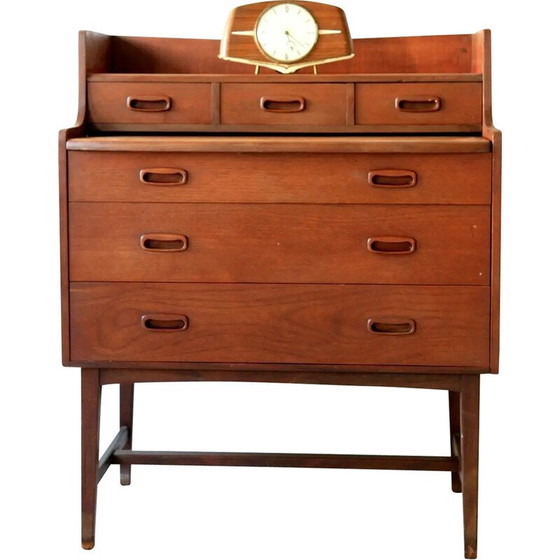 Image 1 of Mid- century compact curvy teak dressing table with a pull out mirror