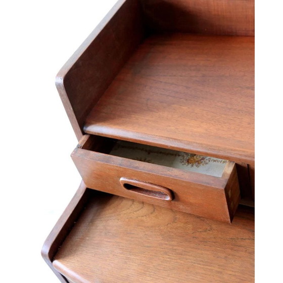 Image 1 of Mid- century compact curvy teak dressing table with a pull out mirror