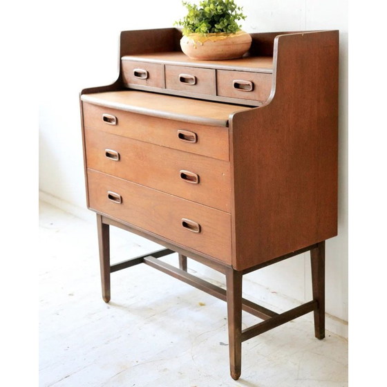 Image 1 of Mid- century compact curvy teak dressing table with a pull out mirror