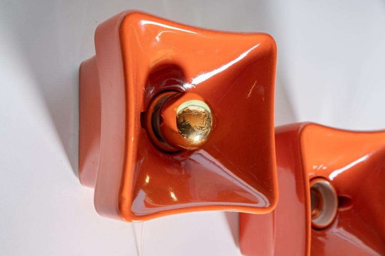 Image 1 of Lampade da parete in ceramica dell'era spaziale, applique da parete vintage anni '70