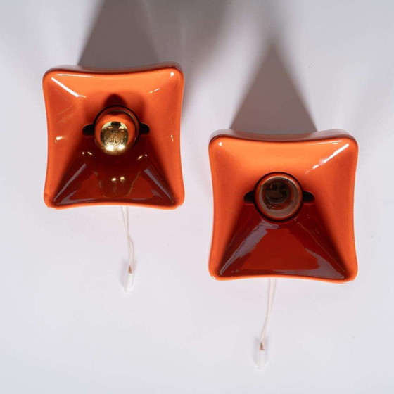 Image 1 of Lampade da parete in ceramica dell'era spaziale, applique da parete vintage anni '70