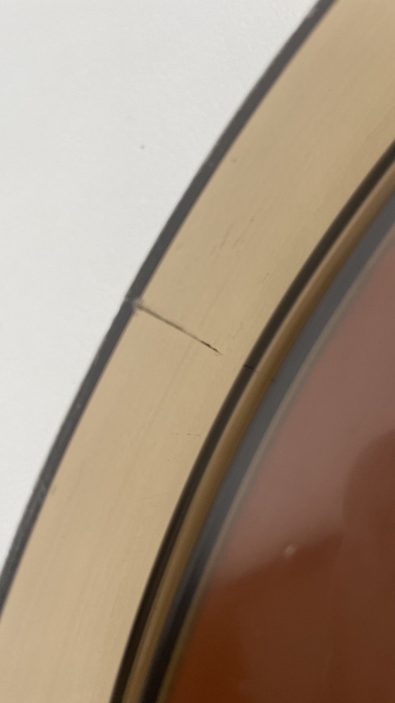 Image 1 of Specchio da parete rotondo in plexiglass marrone stile Space Age francese vintage 
