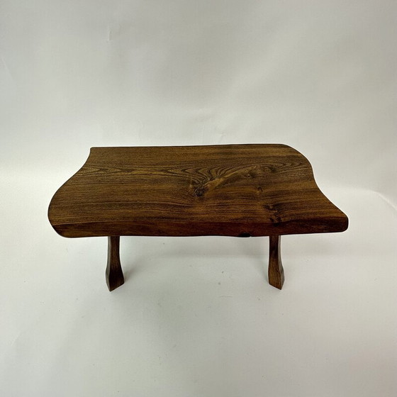 Image 1 of Brutalist vintage solid wood side table, 1970s