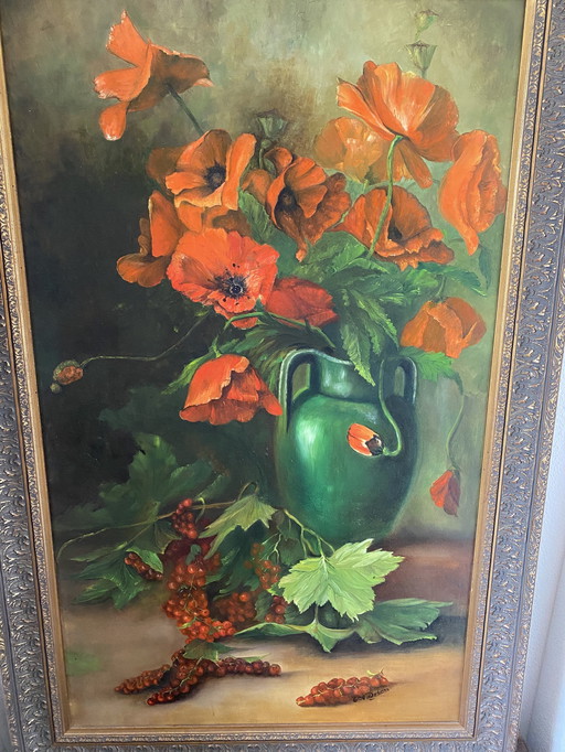 Antique still life poppy