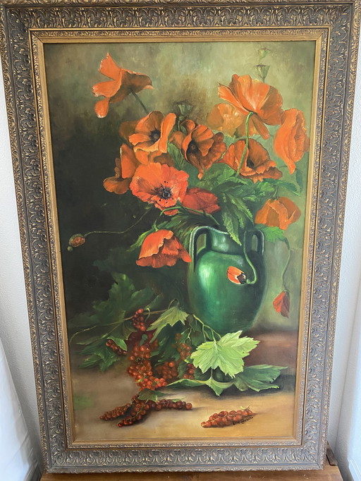 Antique still life poppy