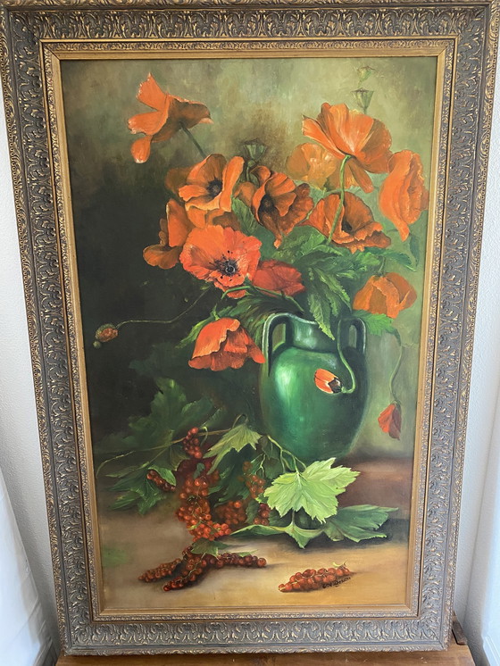 Image 1 of Nature morte antique coquelicot