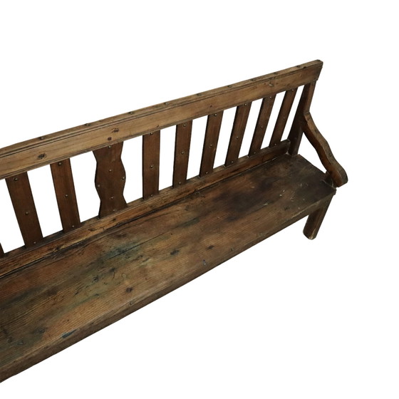 Image 1 of Long English Wooden Bench ca1850