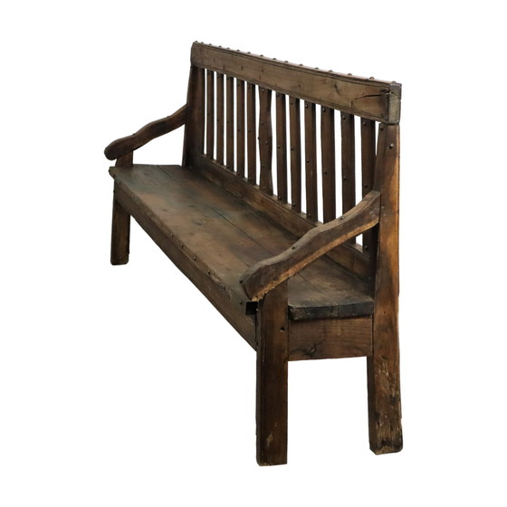 Image 1 of Long English Wooden Bench ca1850