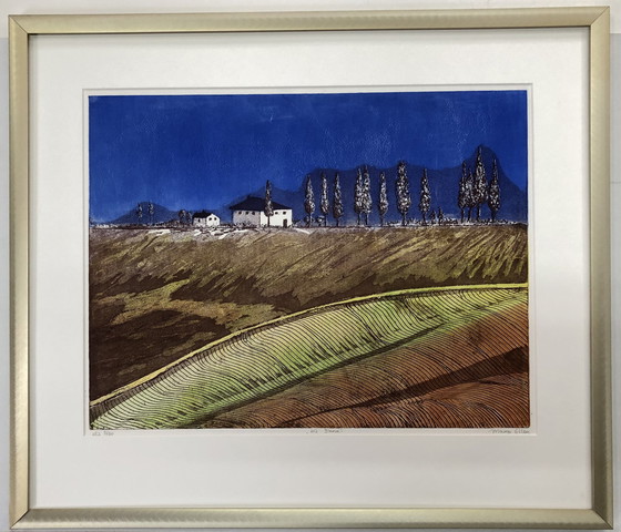 Image 1 of Margo Ellen - near Siena. Color etching. Signed and framed.