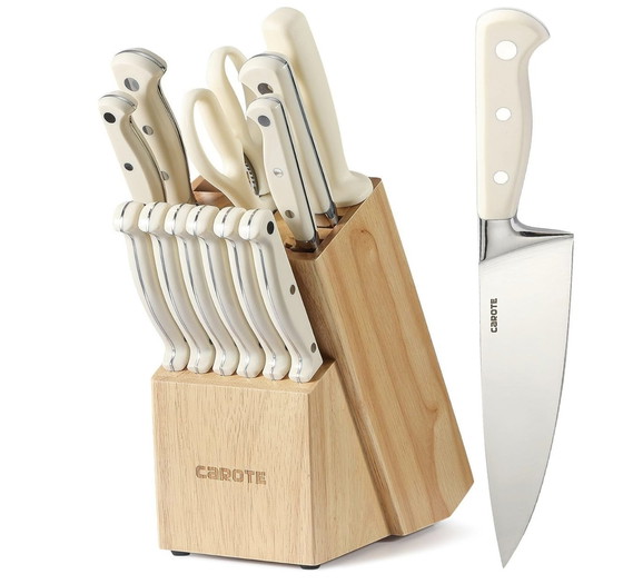 Image 1 of Professional Stainless Steel Kitchen Knife, With Wooden Knife Block