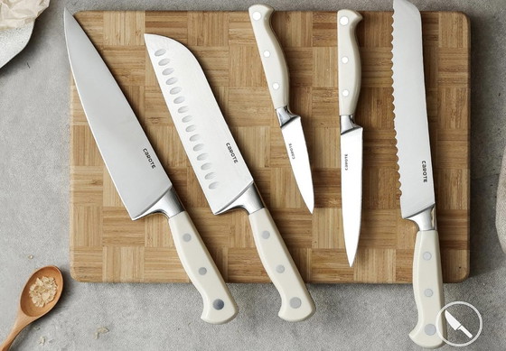 Image 1 of Professional Stainless Steel Kitchen Knife, With Wooden Knife Block