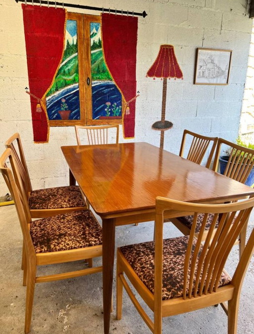 Vintage Scandinavian Wooden Table And Chair Set