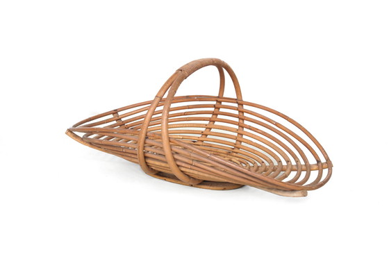 Image 1 of Large bamboo and Rattan magazine rack storage basket