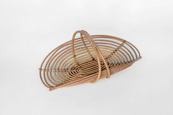 Image 1 of Large bamboo and Rattan magazine rack storage basket