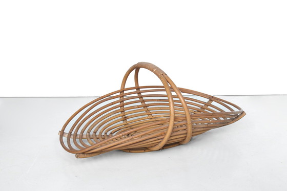 Image 1 of Large bamboo and Rattan magazine rack storage basket