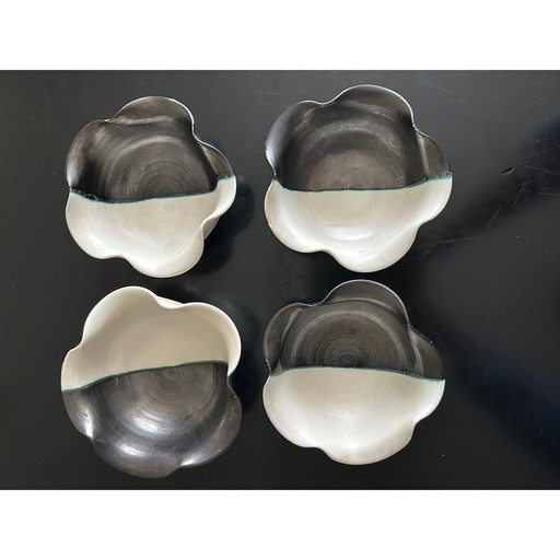 Set of 4 vintage ceramic workshop bowls for Cerenne, 1950