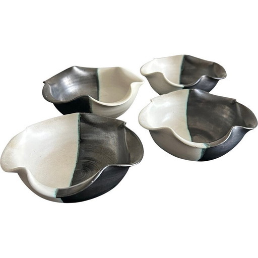 Set of 4 vintage ceramic workshop bowls for Cerenne, 1950