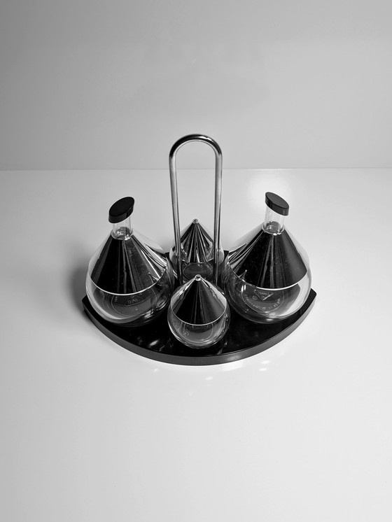 Image 1 of Vintage Bmf cruet 80s postmodern - oil, vinegar, salt condiment set chrome 1980