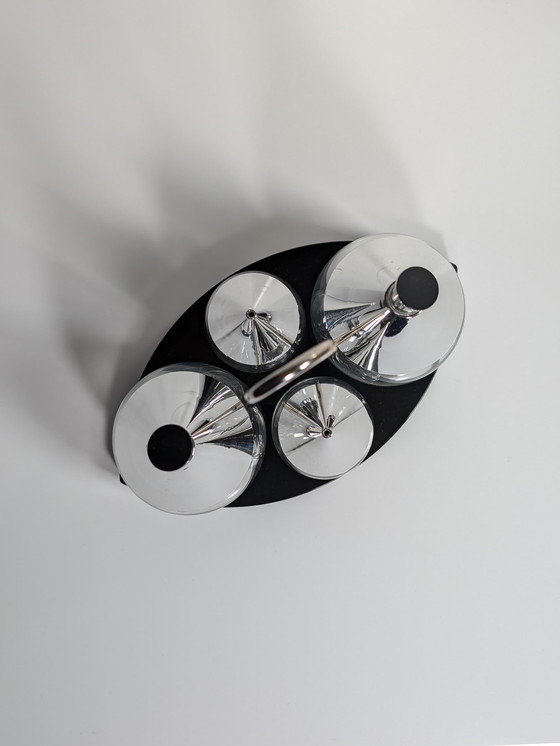 Image 1 of Vintage Bmf cruet 80s postmodern - oil, vinegar, salt condiment set chrome 1980