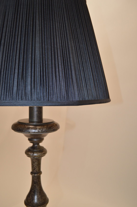 Image 1 of Lamp Bronze/ Silver, Shade Black Silk